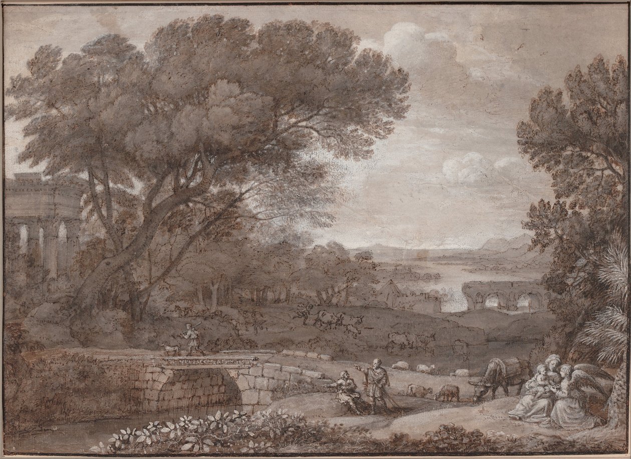Landschap met de Rest op de Vlucht naar Egypte, 1660 door Claude Lorrain