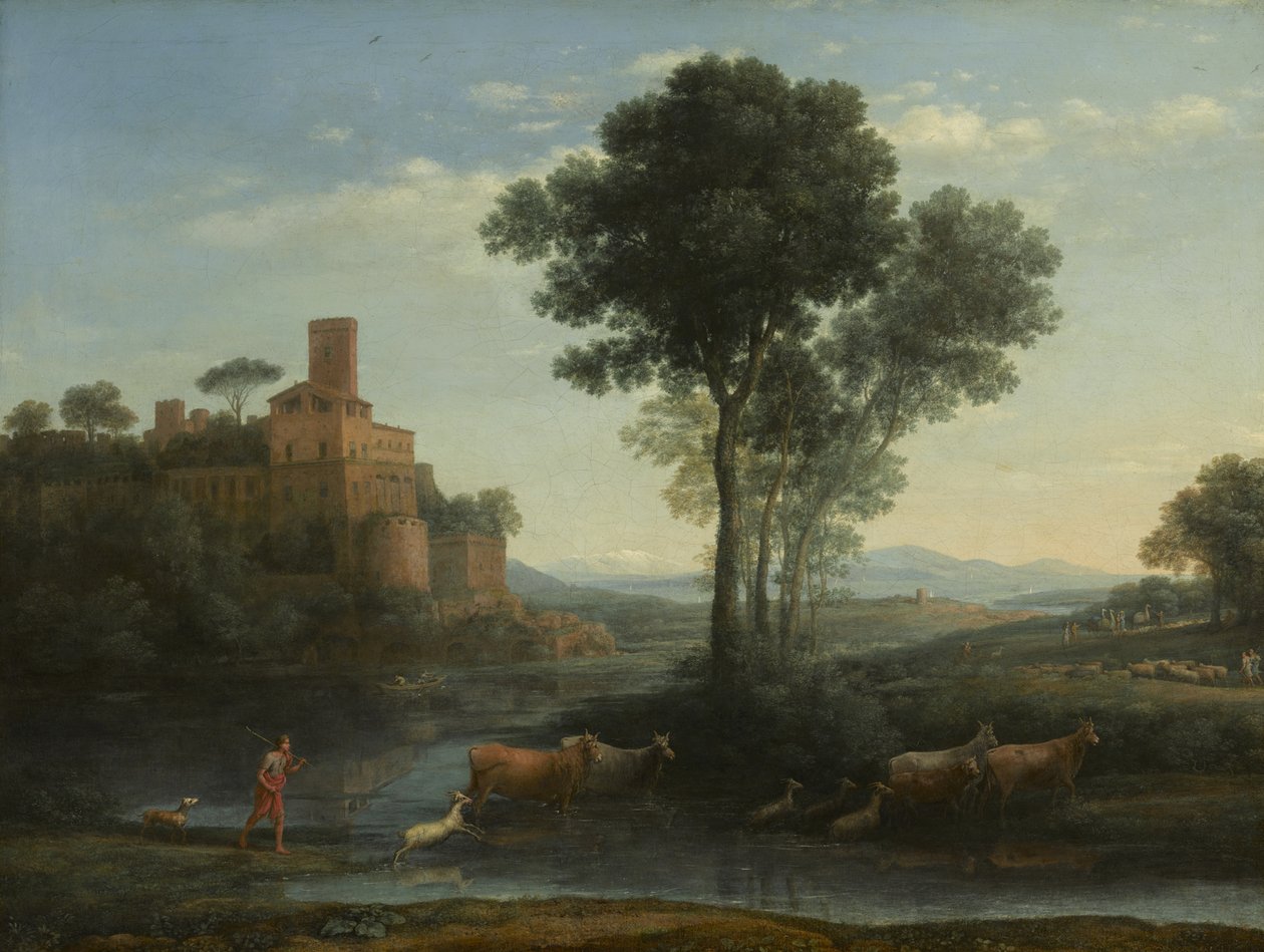 Landschap met de Reis van Jacob, 1677 door Claude Lorrain