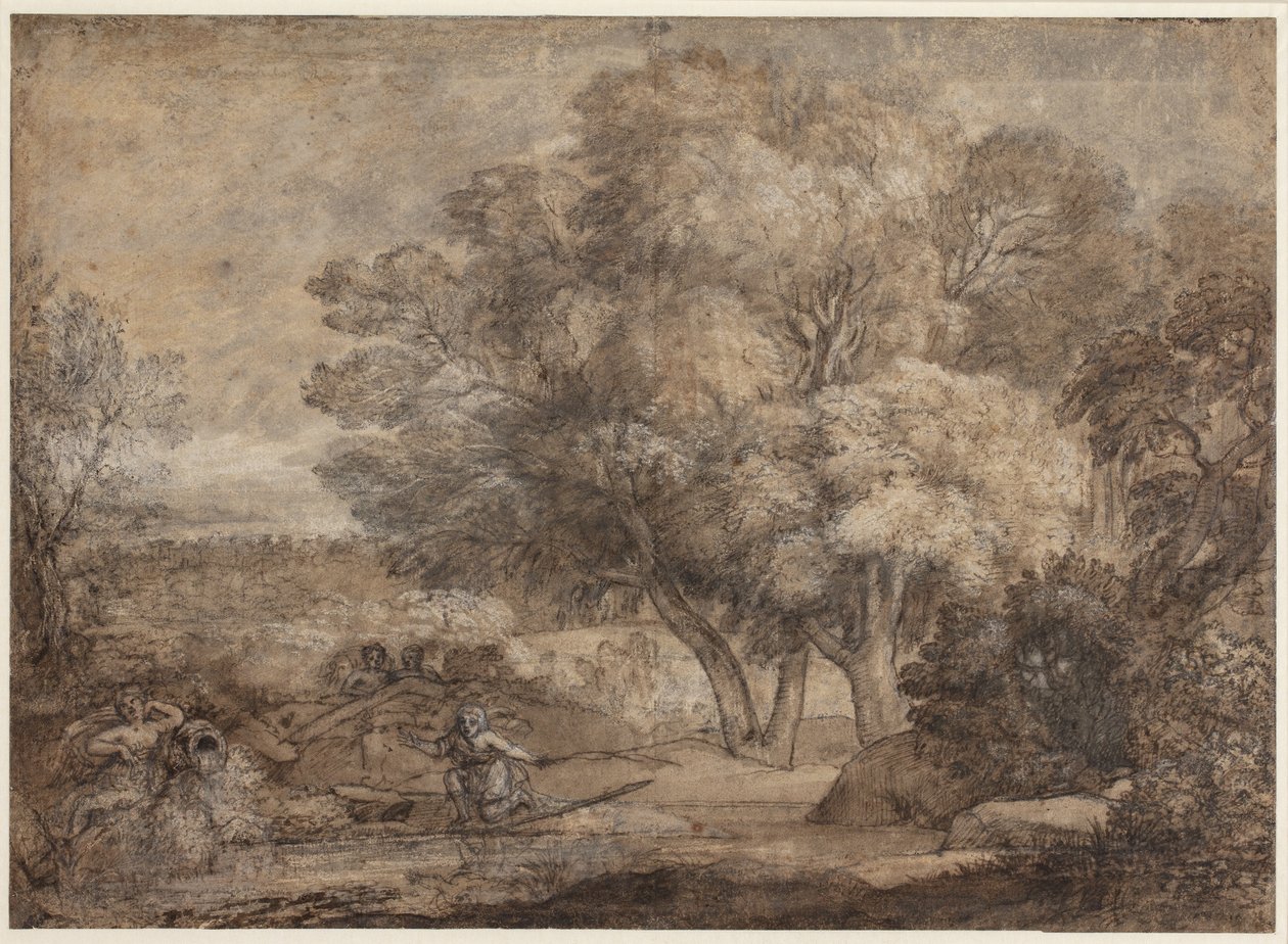 Landschap met Narcissus en Echo door Claude Lorrain