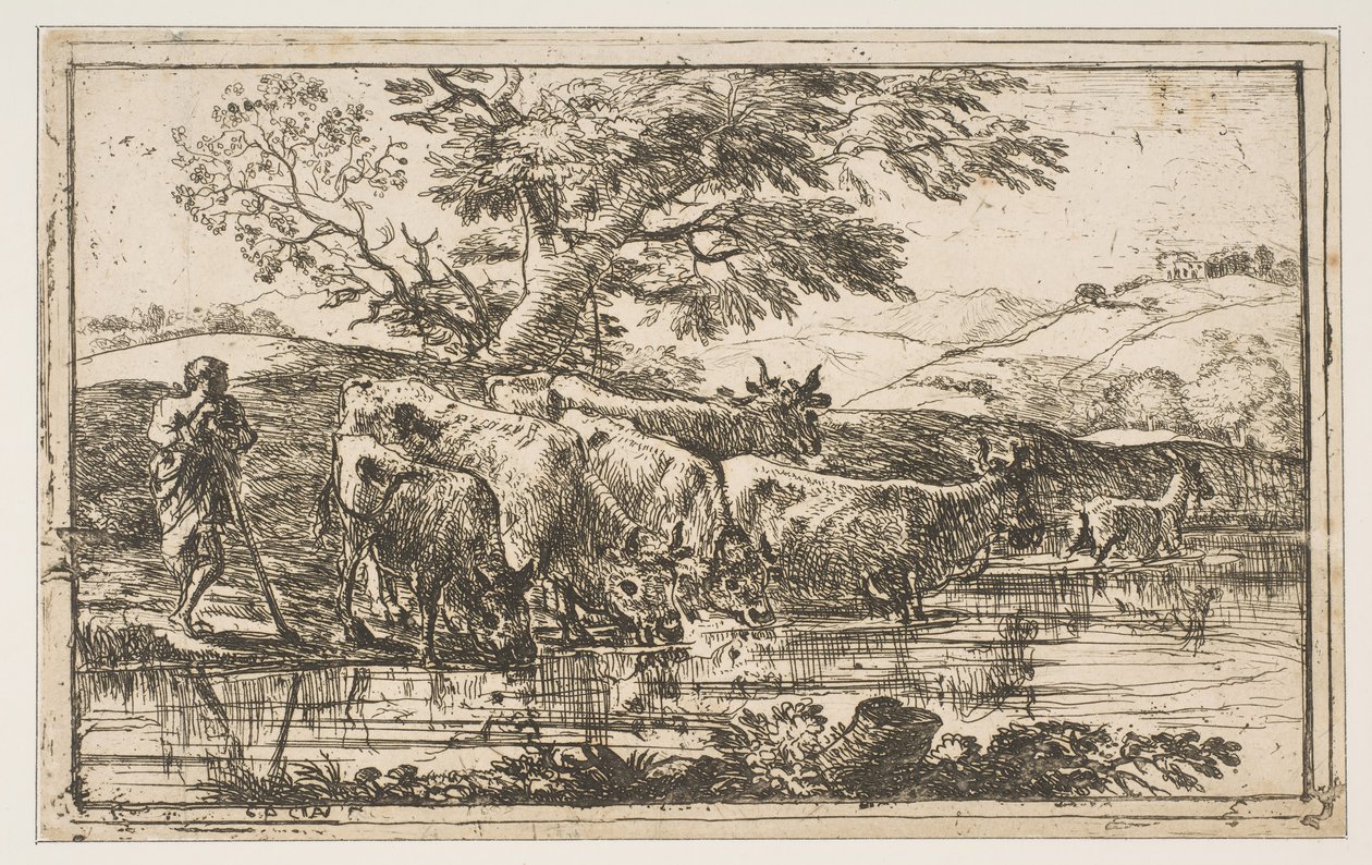 De kudde bij de drinkplaats, 1635 door Claude Lorrain