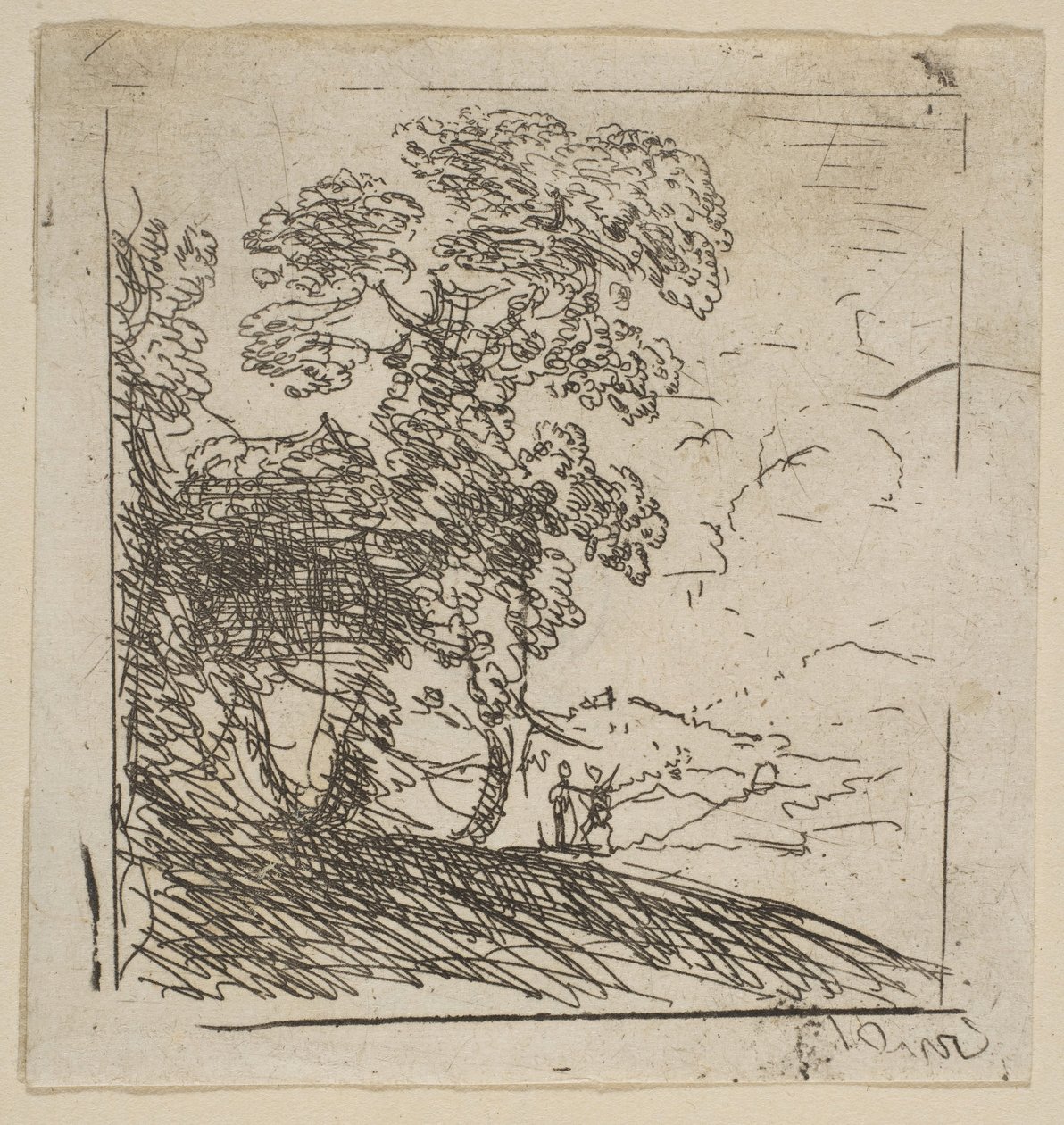 De twee landschappen rechter boom door Claude Lorrain