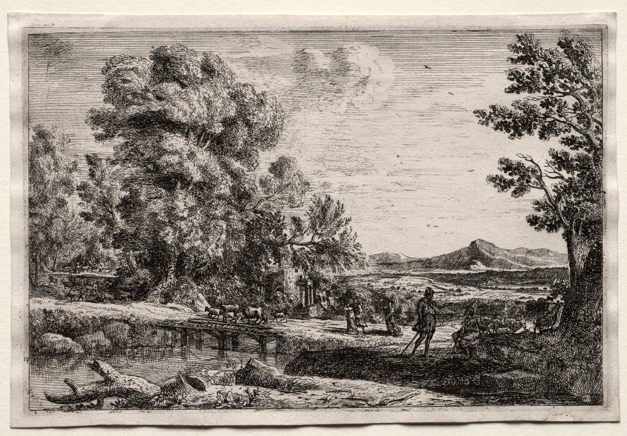 De houten brug door Claude Lorrain