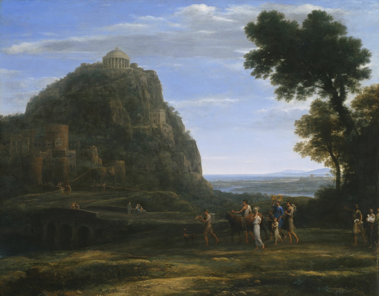 Zicht op Delphi met een Processie door Claude Lorrain