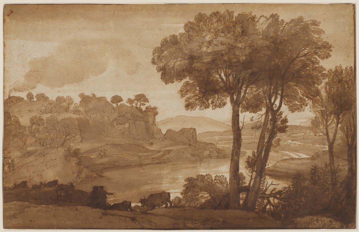 Uitzicht op de Acqua Acetosa recto, ca. 1645 door Claude Lorrain