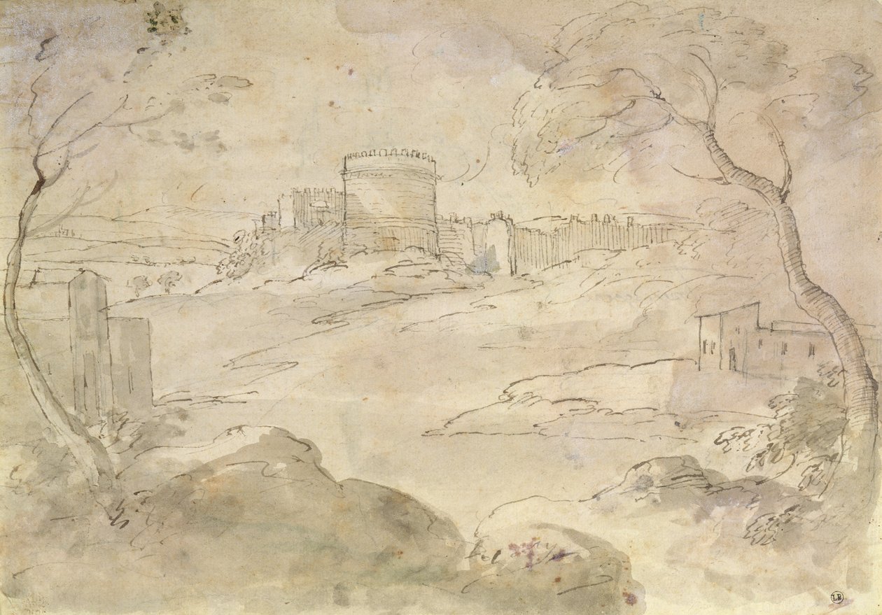 Landschap met een versterkte stad door Claude Lorrain