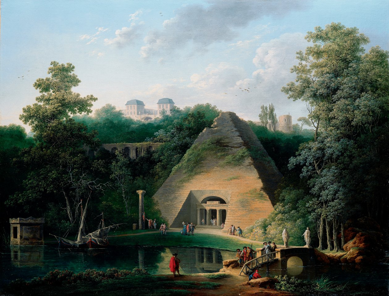 De piramide bij het kasteel van Maupertuis, ca. 1785 door Claude Louis Chatelet