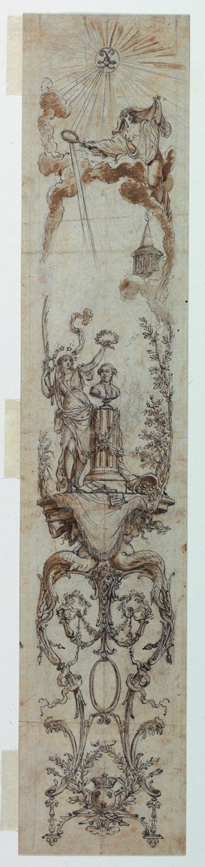 Tekening, Ontwerpen voor beschilderde panelen met Fortune en Jacques Necker, 1788-90 door Claude Louis Desrais