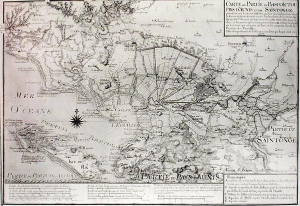 Atlas 131 H f.42 Kaart van Bas Poitou, Aunis en Saintonge met de moerassen van de Baai van Aiguillon in 1716 door Claude Masse
