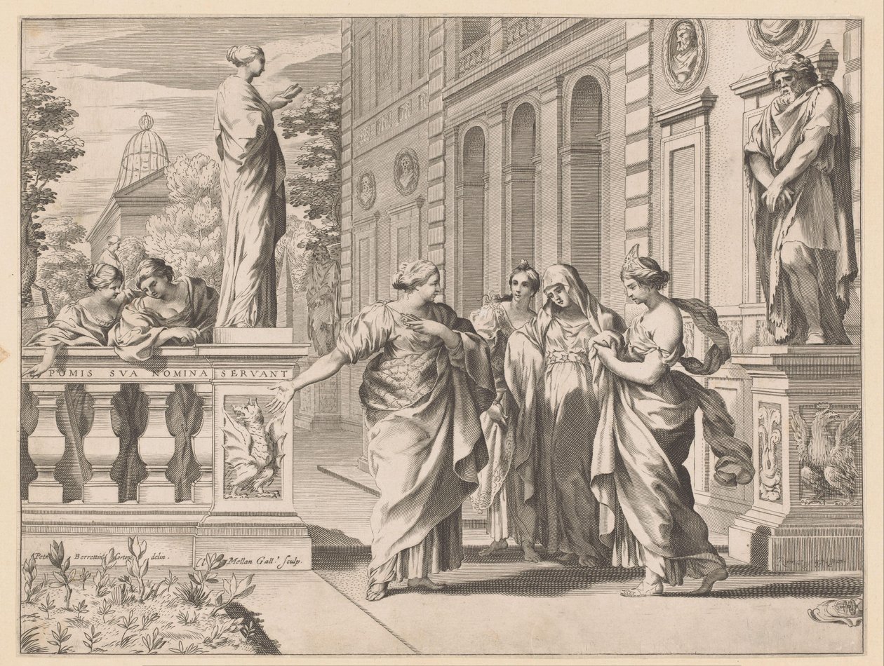 Allegorie ter ere van het Collegio Romano door Claude Mellan
