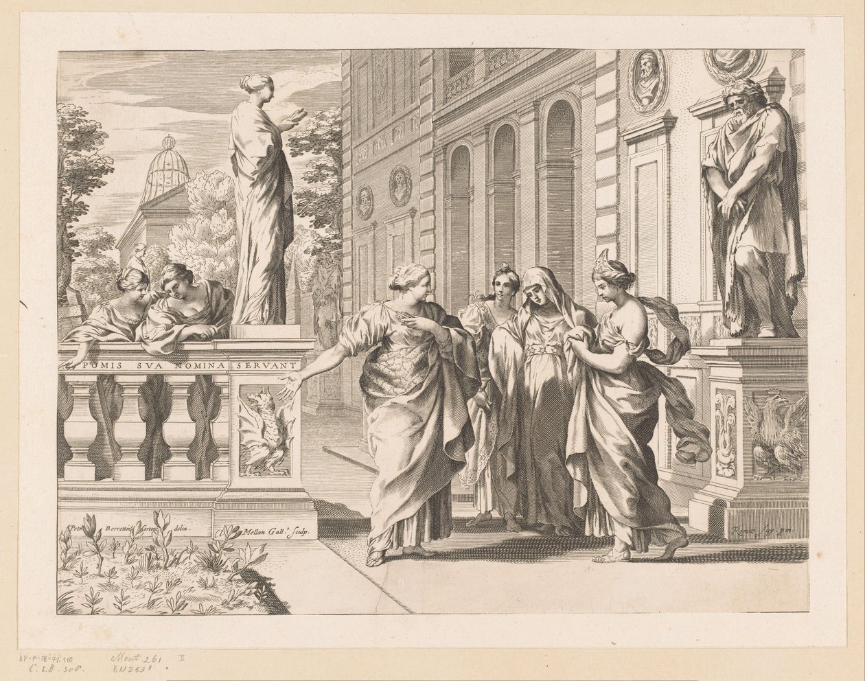 Allegorie ter ere van het Collegio Romano door Claude Mellan