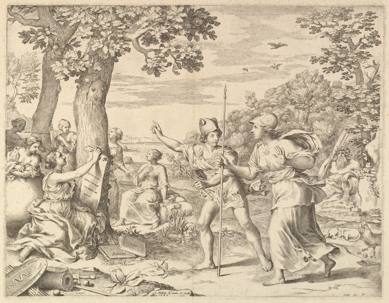 Allegorie op goed bestuur in Frankrijk, 1685 door Claude Mellan