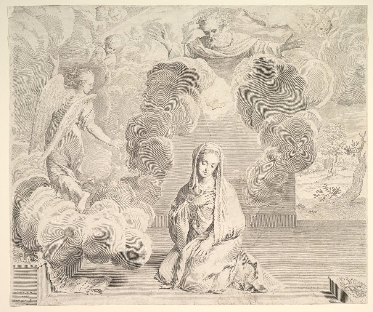 Aankondiging, 1666 door Claude Mellan