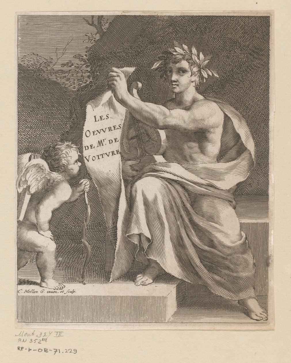 Apollo en een amor door Claude Mellan