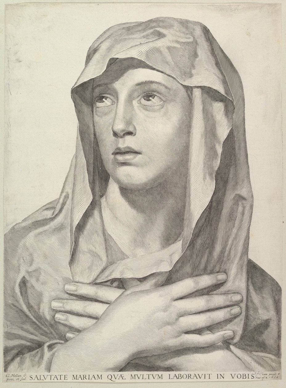 Buste van de Maagd door Claude Mellan