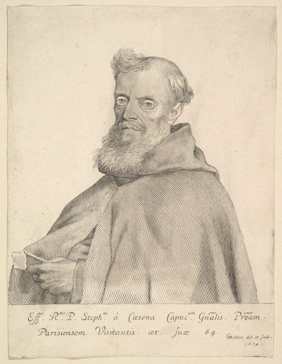 Le Père Étienne de Cesena door Claude Mellan