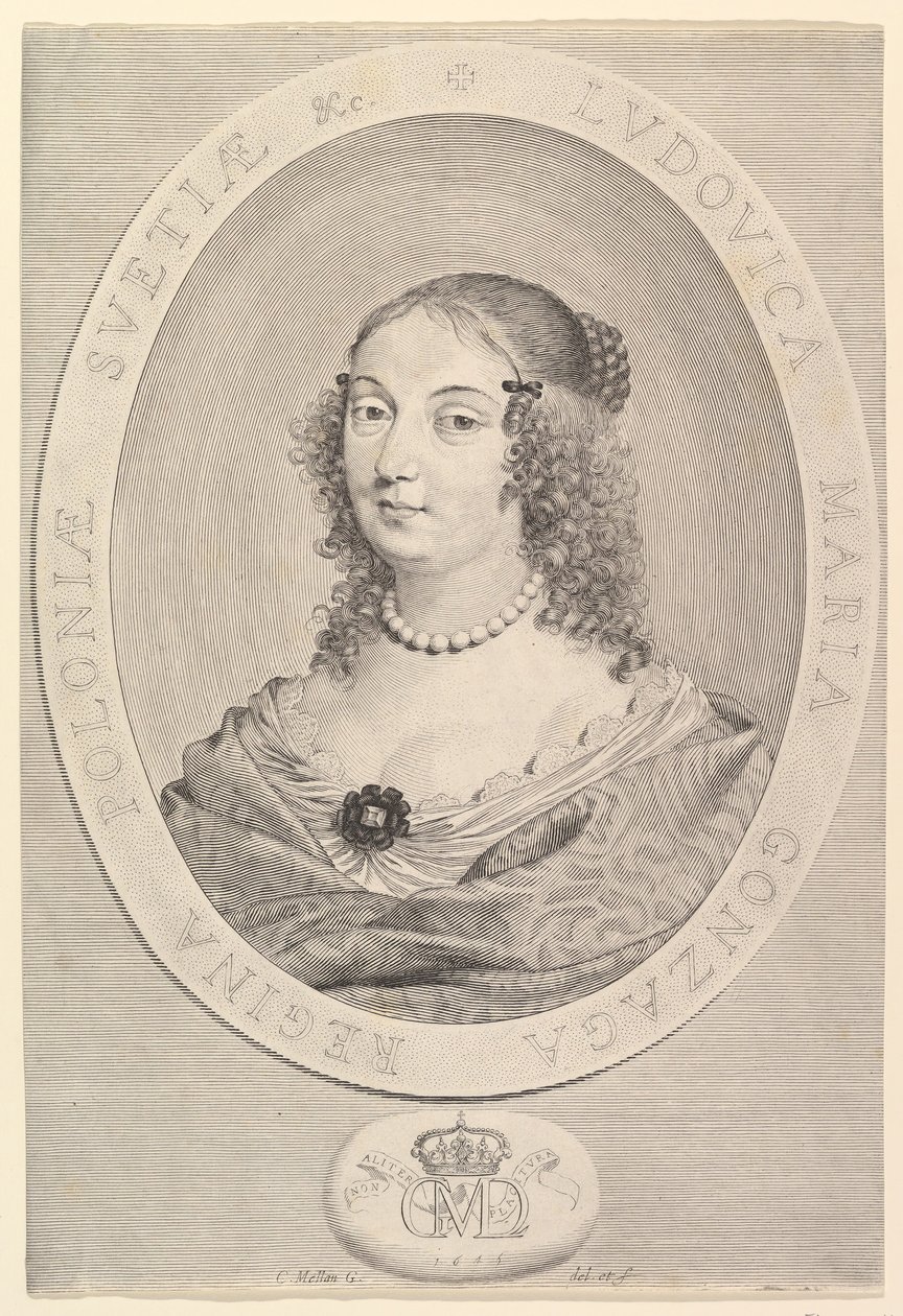 Ludovica Maria Gonzaga, Koningin van Polen door Claude Mellan