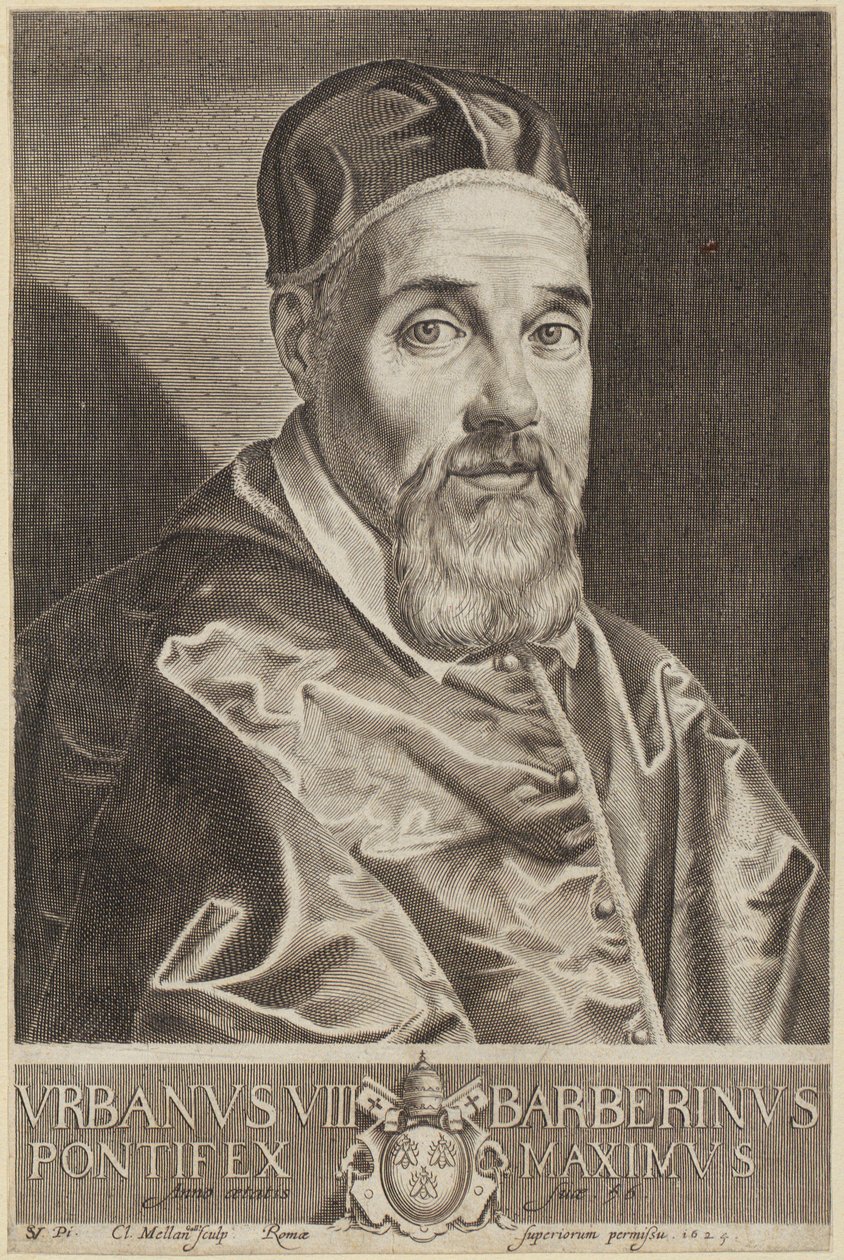 Portret van paus Urbanus VIII door Claude Mellan