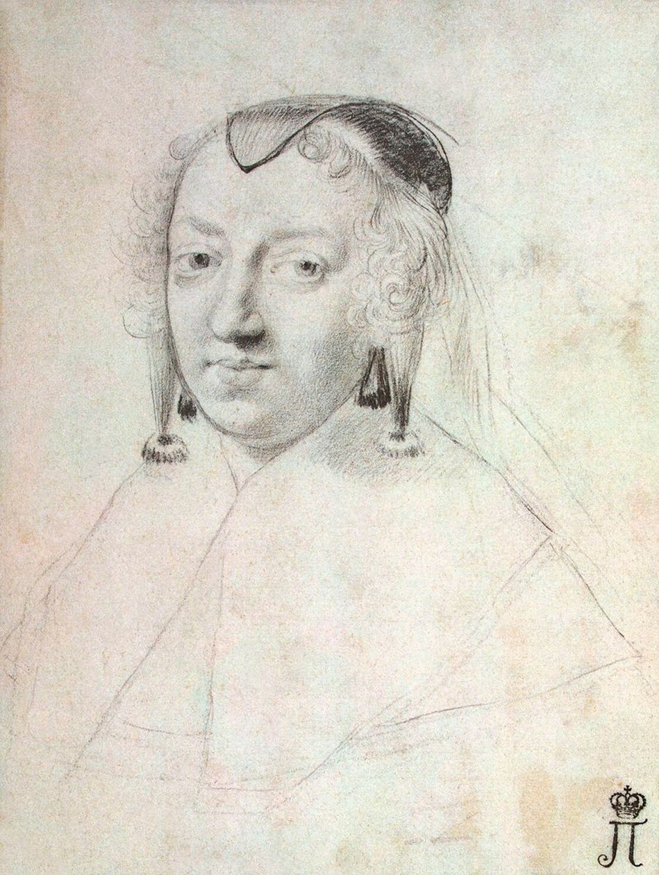Portret van Anna van Oostenrijk 1601-1666, voor 1643 door Claude Mellan