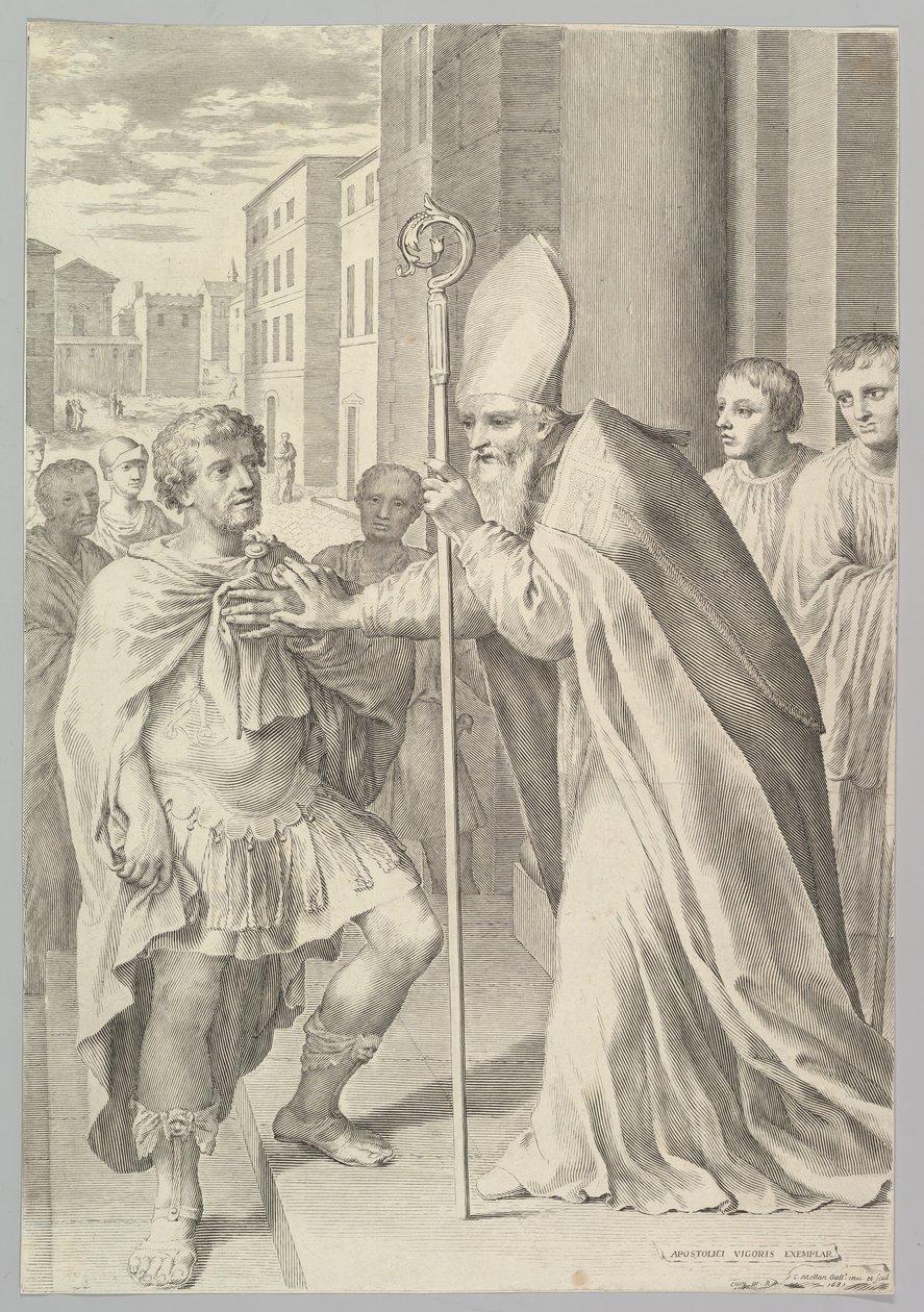 St. Ambrosius, aartsbisschop van Milaan, keert keizer Theodosius terug door Claude Mellan