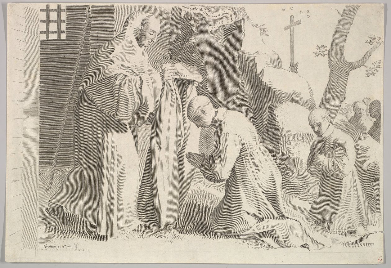 Sint Bernard Ontvangt een Monnikspij door Claude Mellan