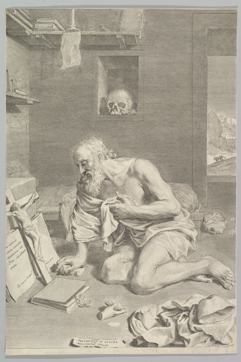 St. Hiëronymus Biddend in Zijn Cel Saint Jérôme boeteling, 1665 door Claude Mellan