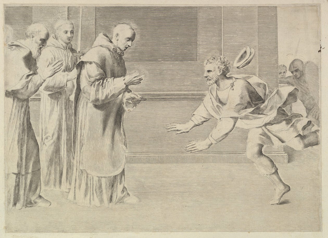 St. Willem, Hertog van Aquitanië, Bekeerd door St. Bernardus door Claude Mellan