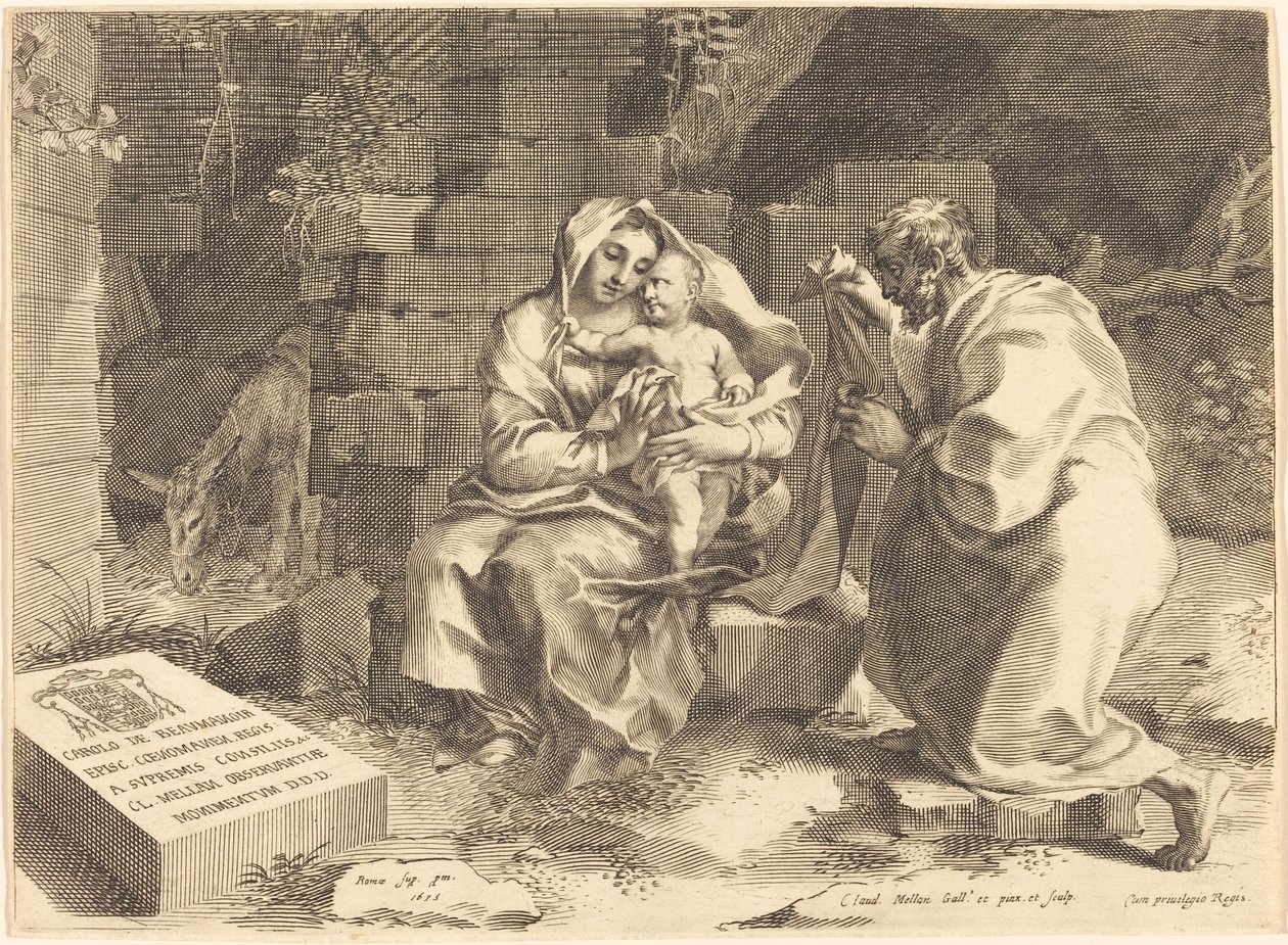 De Heilige Familie door Claude Mellan