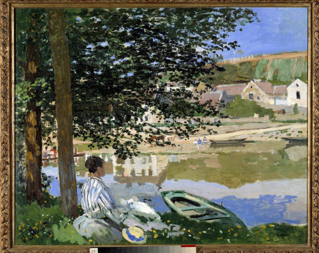 Aan de rand van het water in Bennecourt door Claude Monet