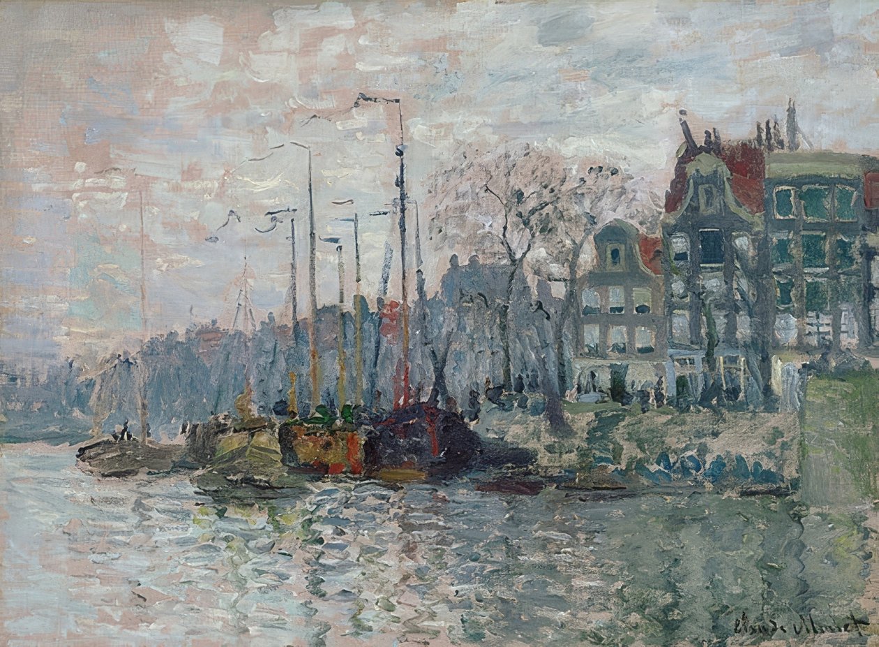 Uitzicht op de Prins Hendrikkade en de Kromme Waal in Amsterdam door Claude Monet