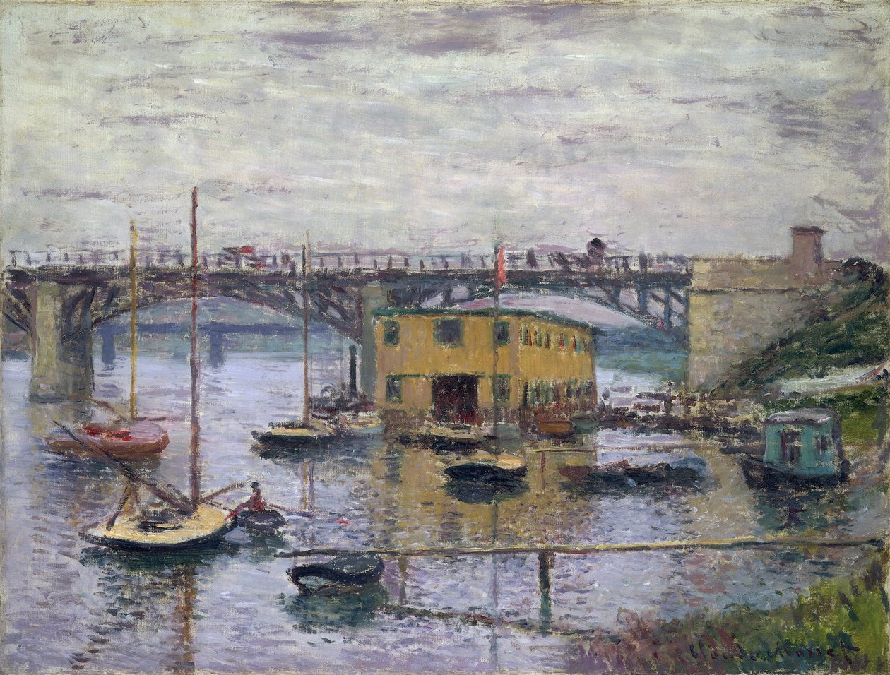 Brug bij Argenteuil op een grijze dag, ca.1876 door Claude Monet
