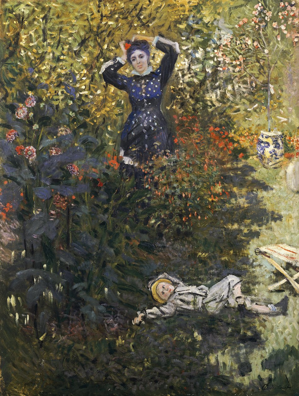Camille en Jean in de Tuin in Argenteuil door Claude Monet