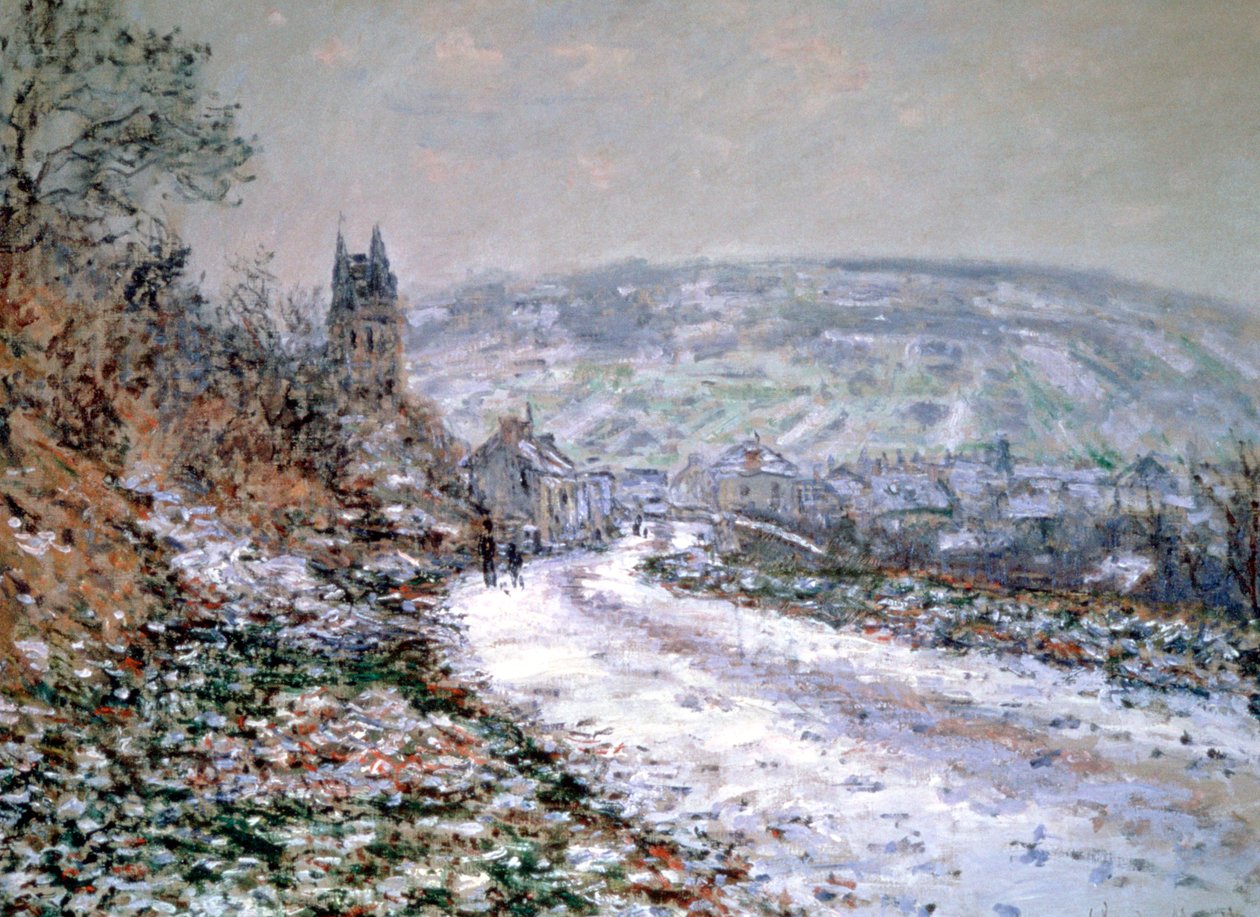 Ingang van het dorp Vetheuil in de winter, 1880 door Claude Monet