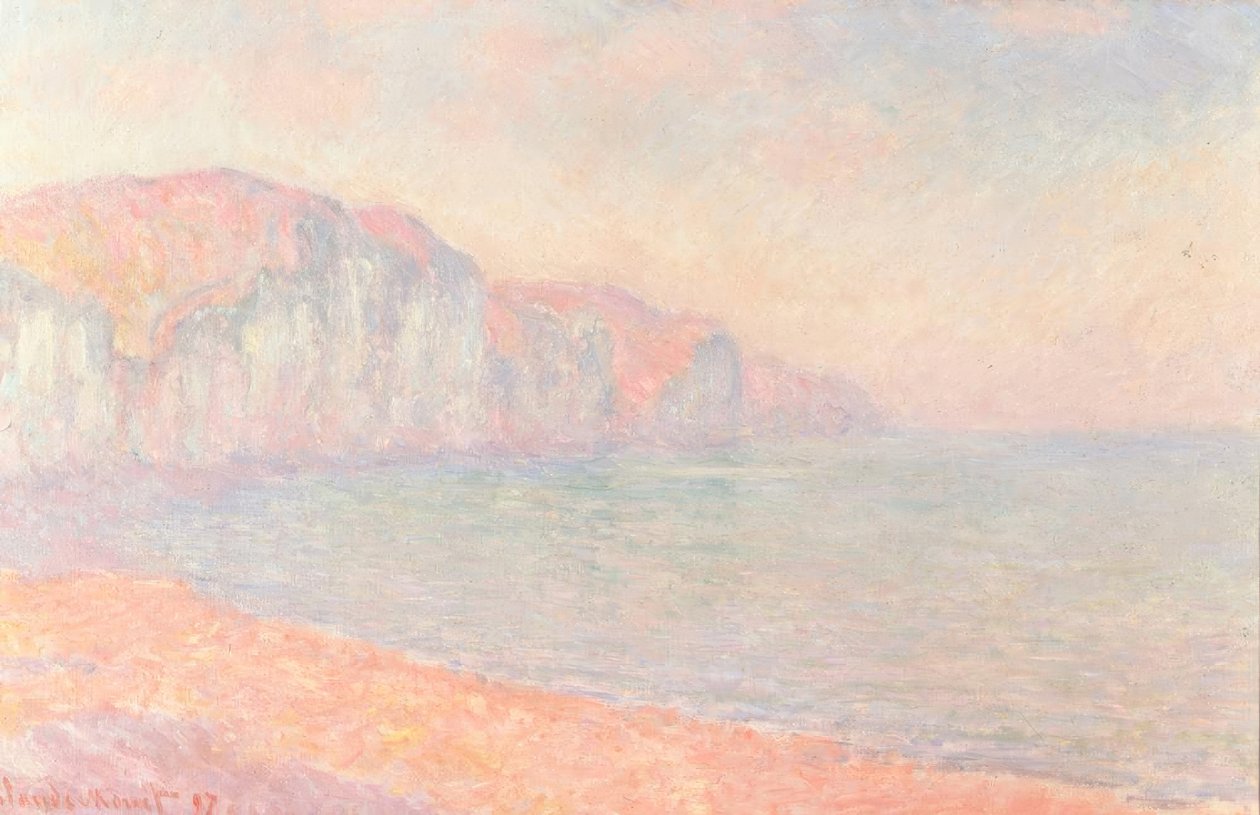 Kliffen van Pourville, de ochtend door Claude Monet
