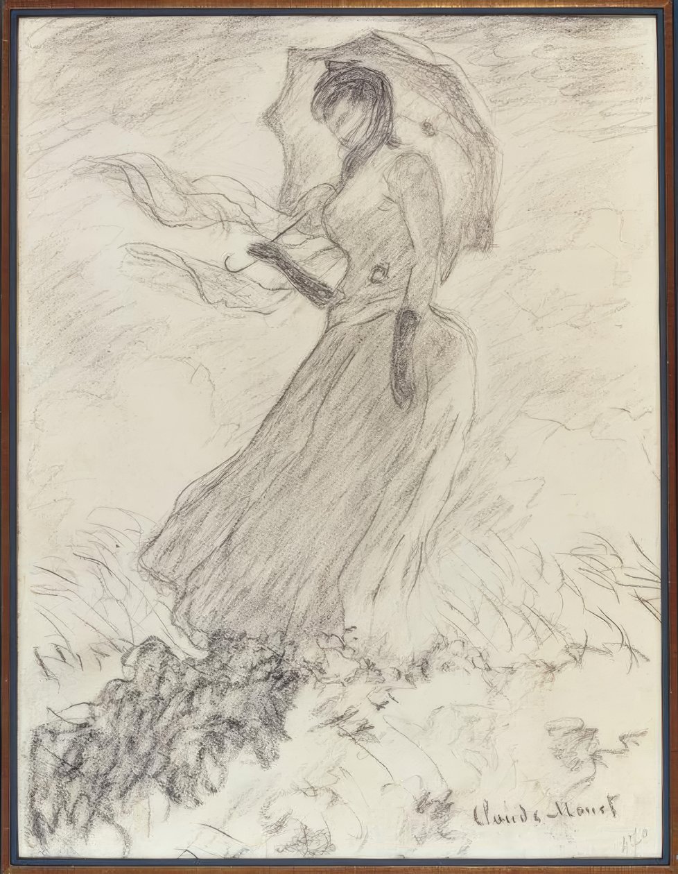 Vrouw met parasol door Claude Monet