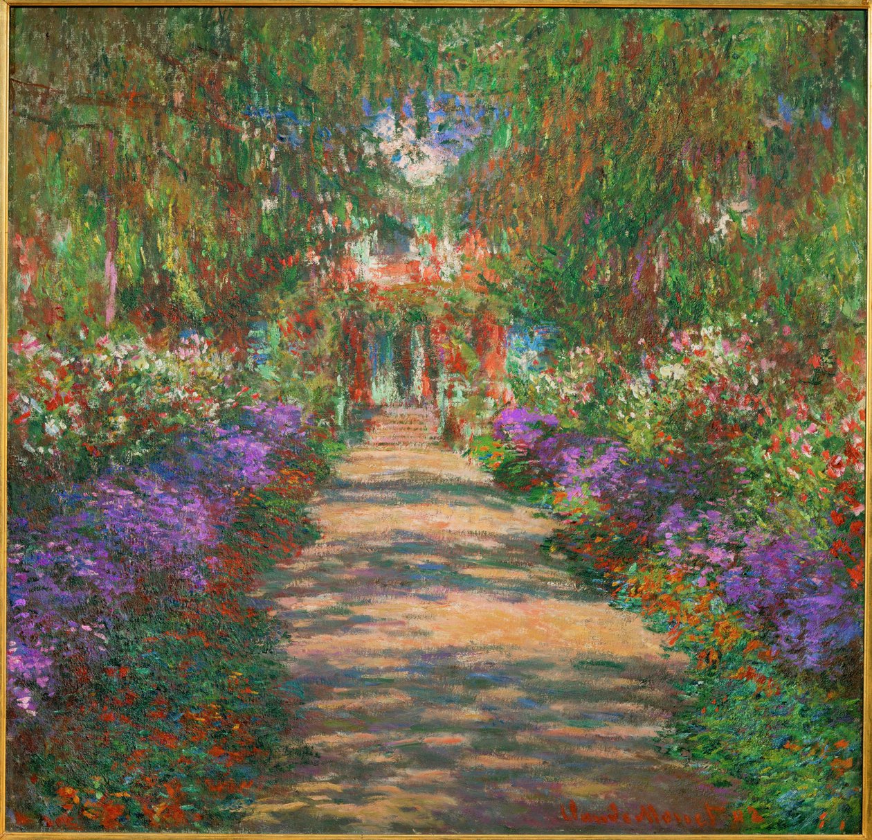 Tuin in Giverny (schilderij op doek) door Claude Monet