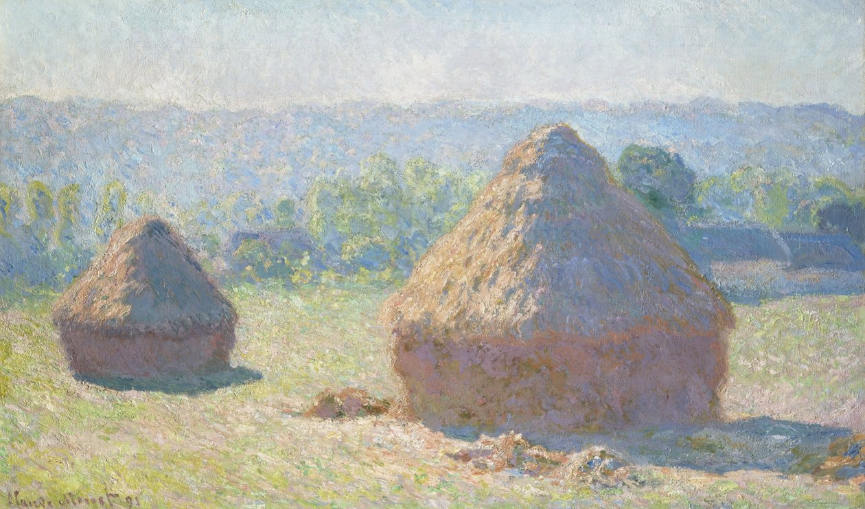 Hooiberg in de avondzon door Claude Monet
