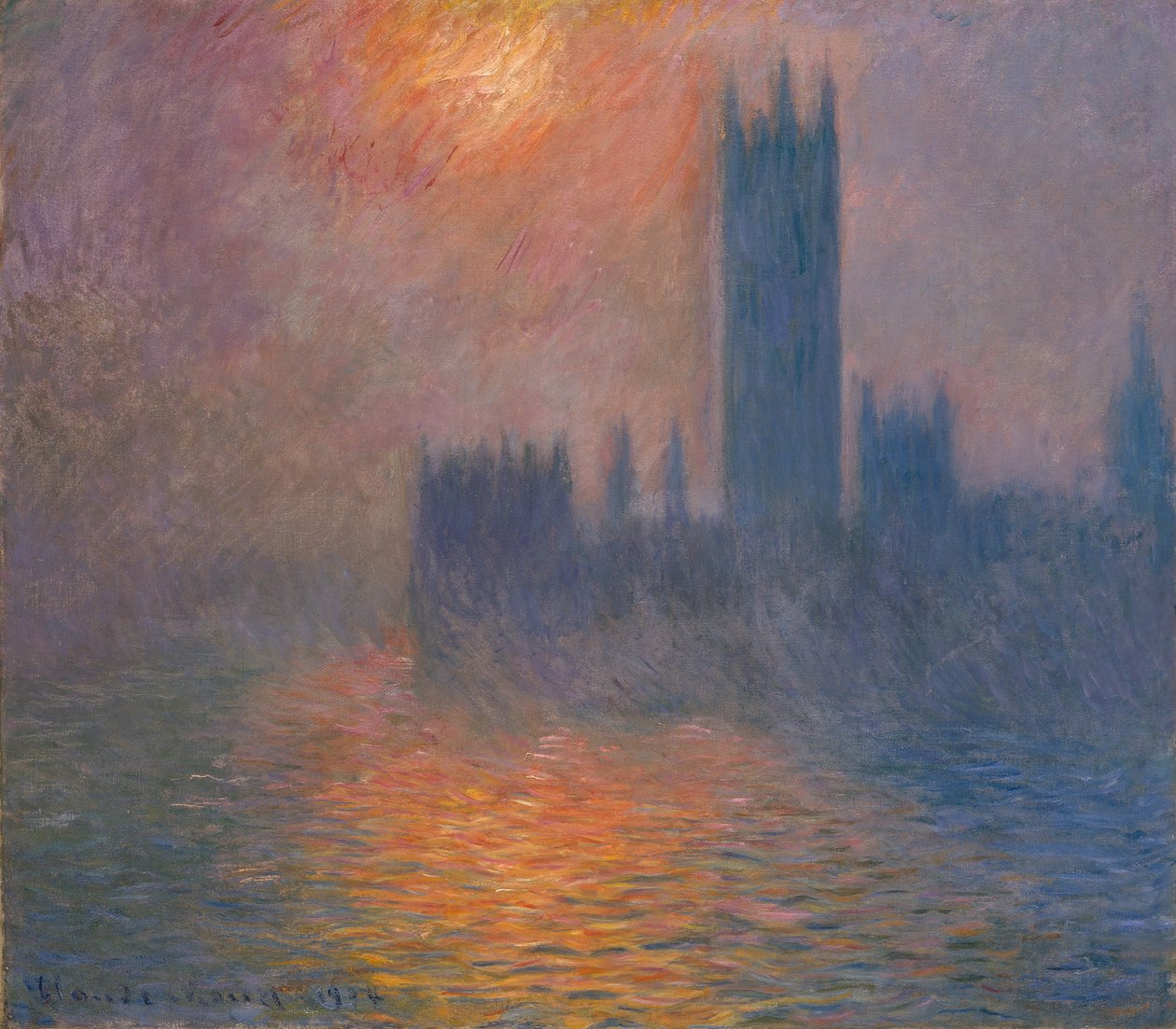 Houses of Parliament. Zonsondergang, 1900-1901 door Claude Monet