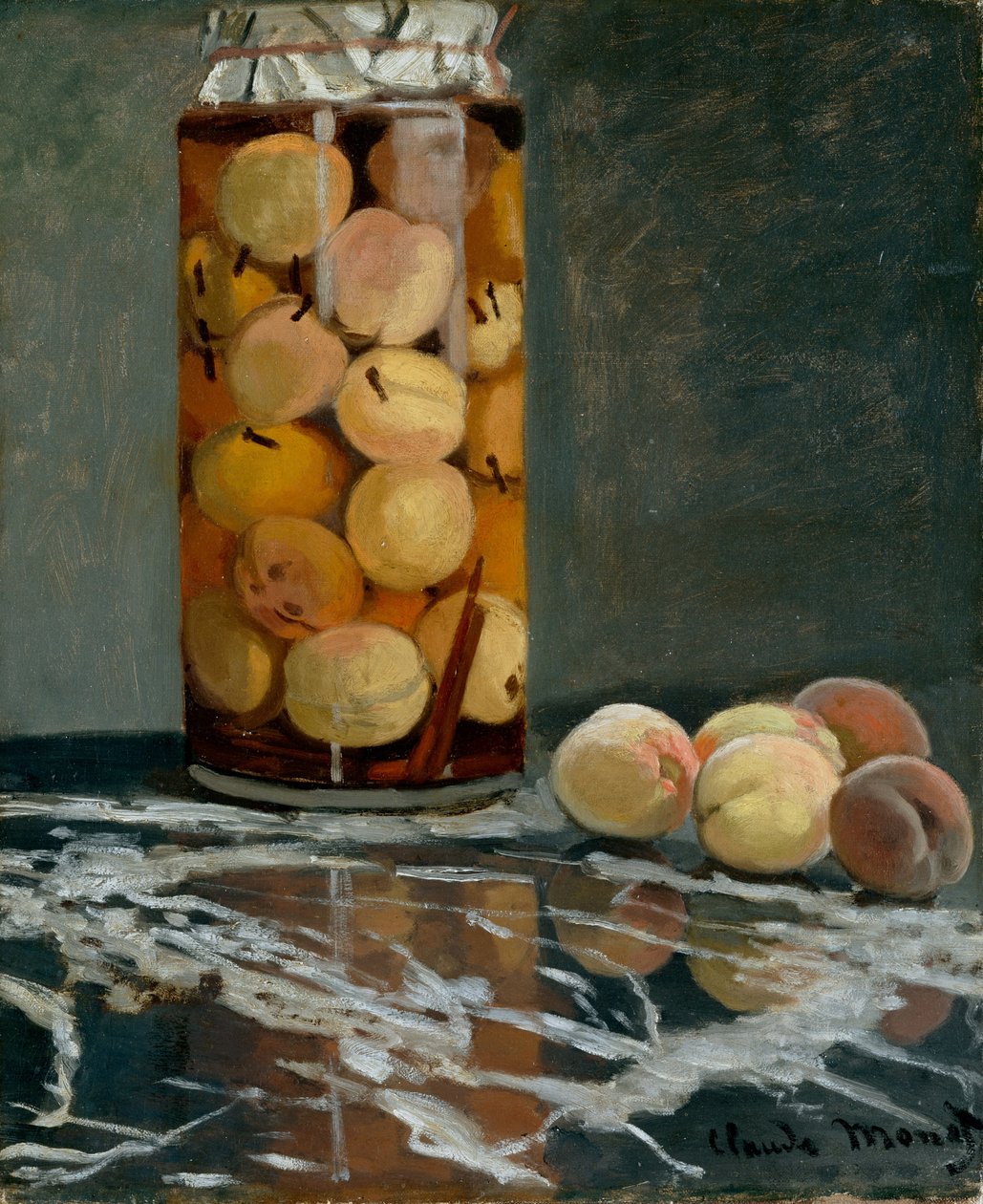 Pot Perziken, ca. 1866 door Claude Monet