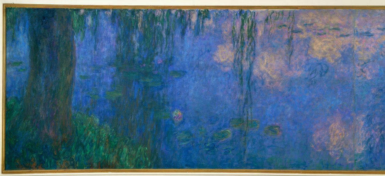 De vijver met waterlelies en wilgen, Ochtend bij de wilgen door Claude Monet