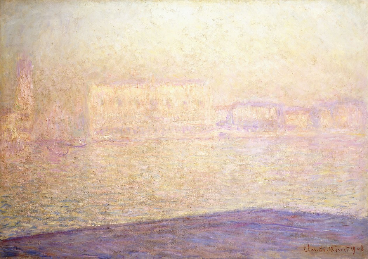 Het Hertogelijk Paleis gezien vanaf San Giorgio Maggiore, 1908 door Claude Monet