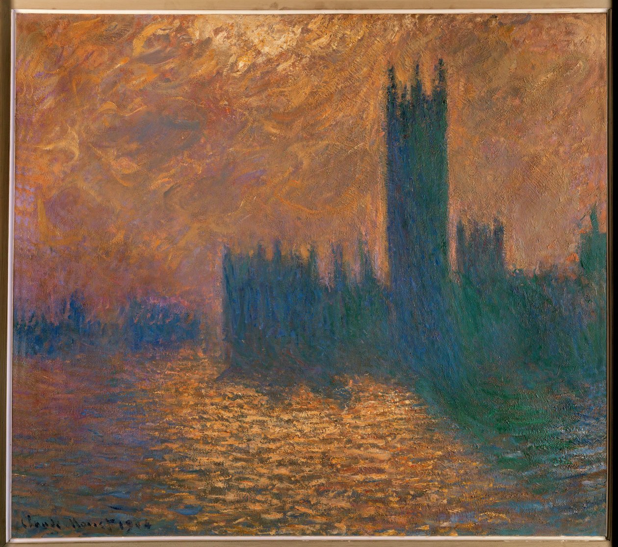 London Parliament, stormachtige lucht (olieverf op doek) door Claude Monet