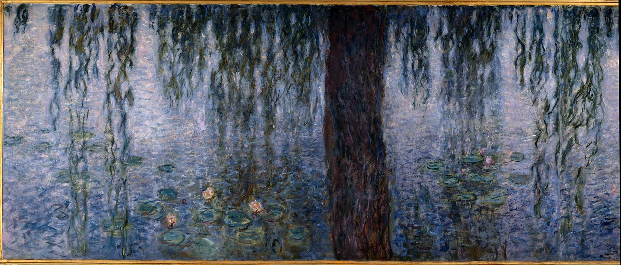 De Waterlelies, heldere ochtend met wilgen (linker deel van het drieluik) door Claude Monet