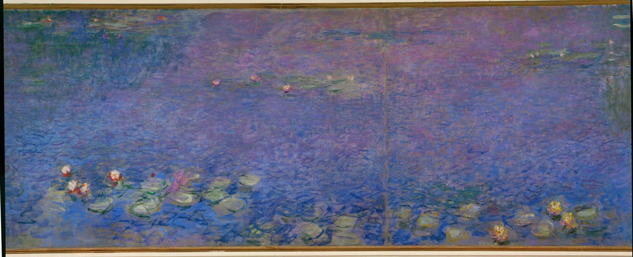 Les Nympheas: matin (olieverf op doek) door Claude Monet