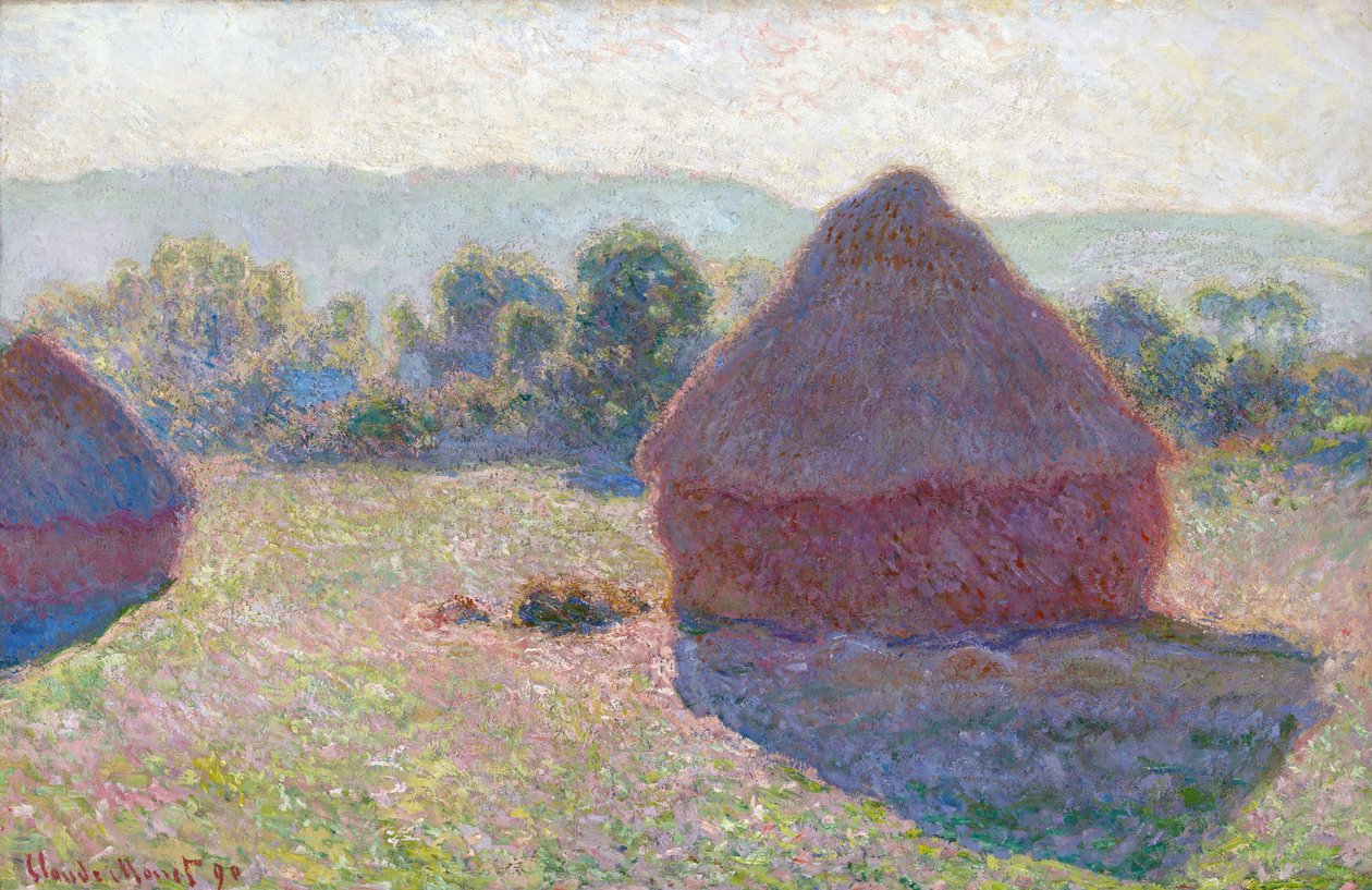 De hooibergen op de middag door Claude Monet