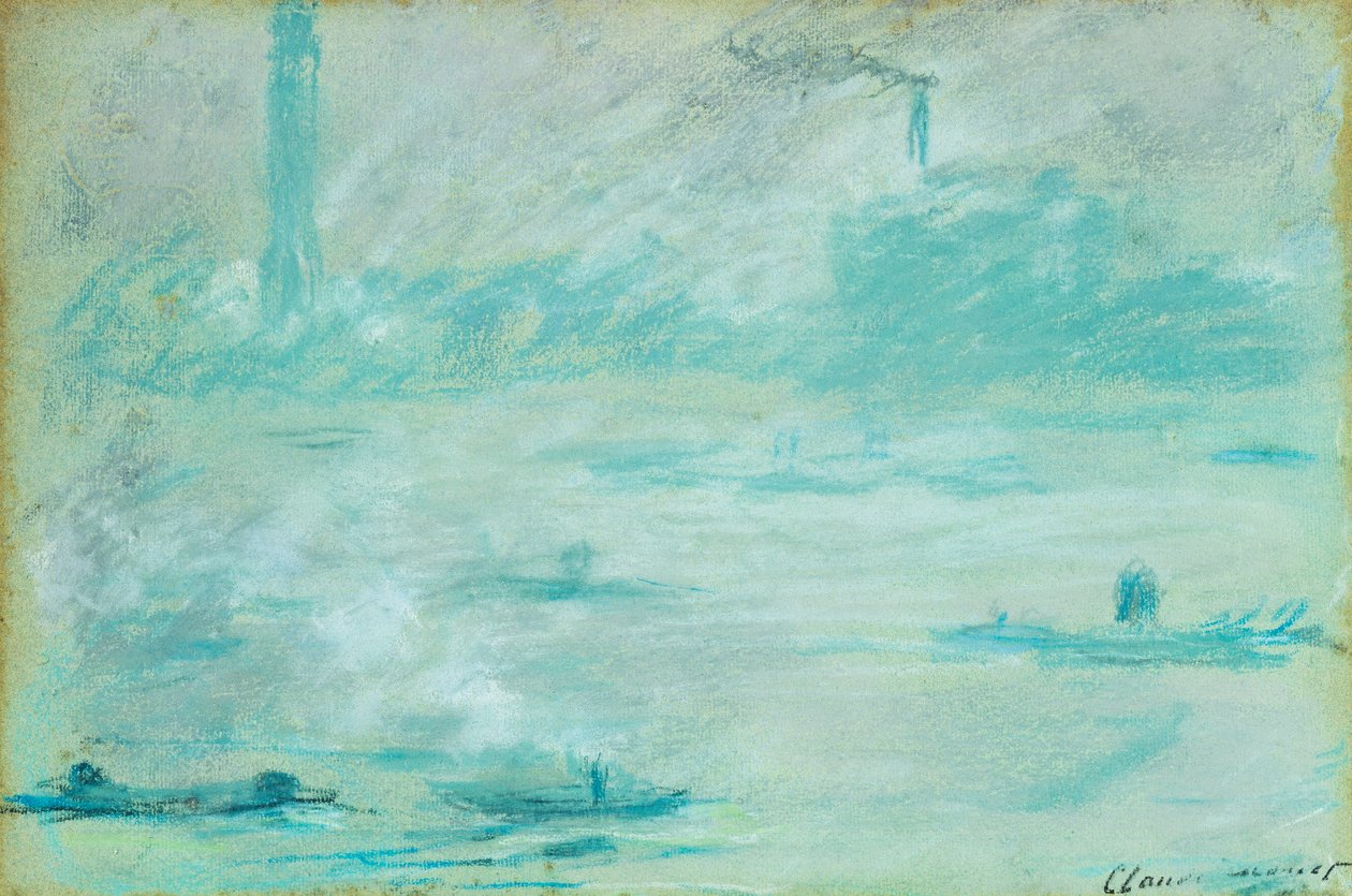 Londen, Boten op de Theems, 1901 door Claude Monet