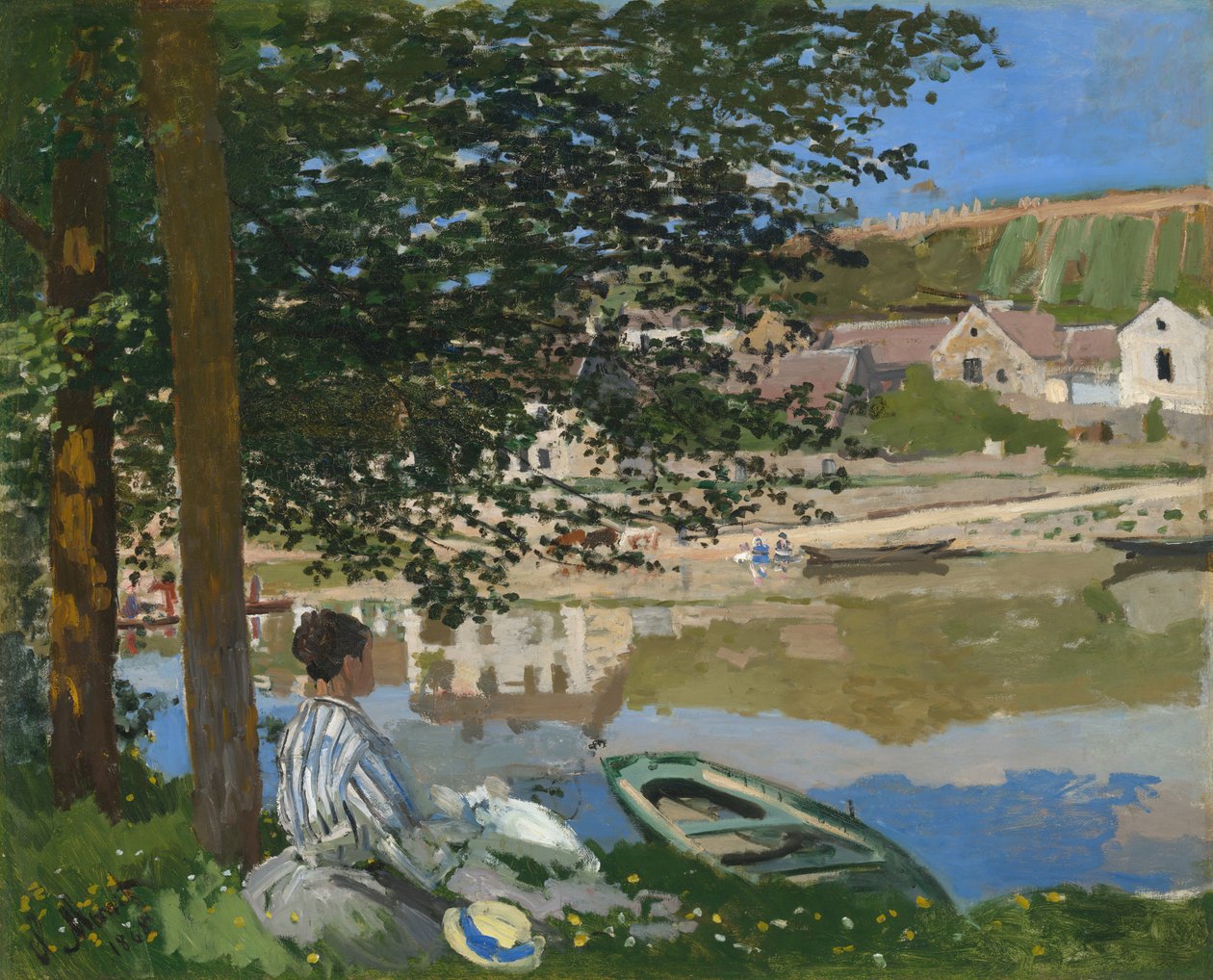 Aan de oever van de Seine, Bennecourt, 1868 door Claude Monet