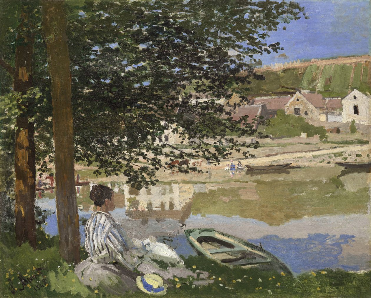 Aan de oever van de Seine, Bennecourt, 1868 door Claude Monet