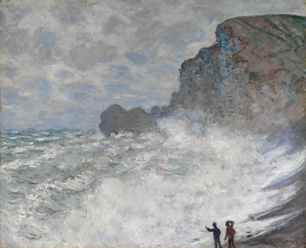 Slecht weer in Étretat door Claude Monet