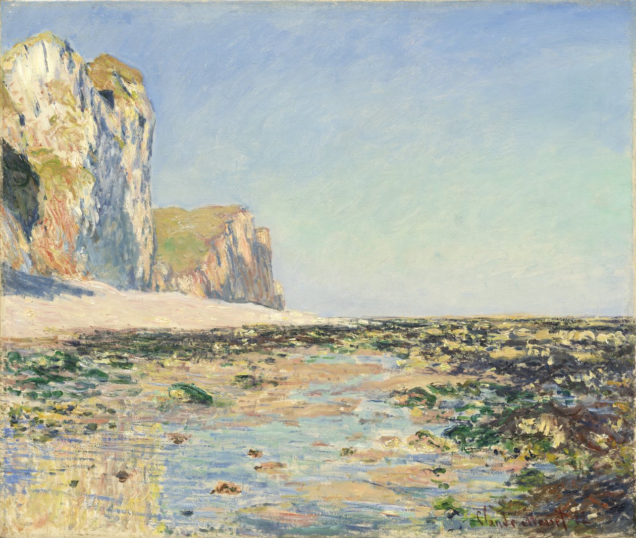 De kust en de kliffen van Pourville in de ochtend door Claude Monet