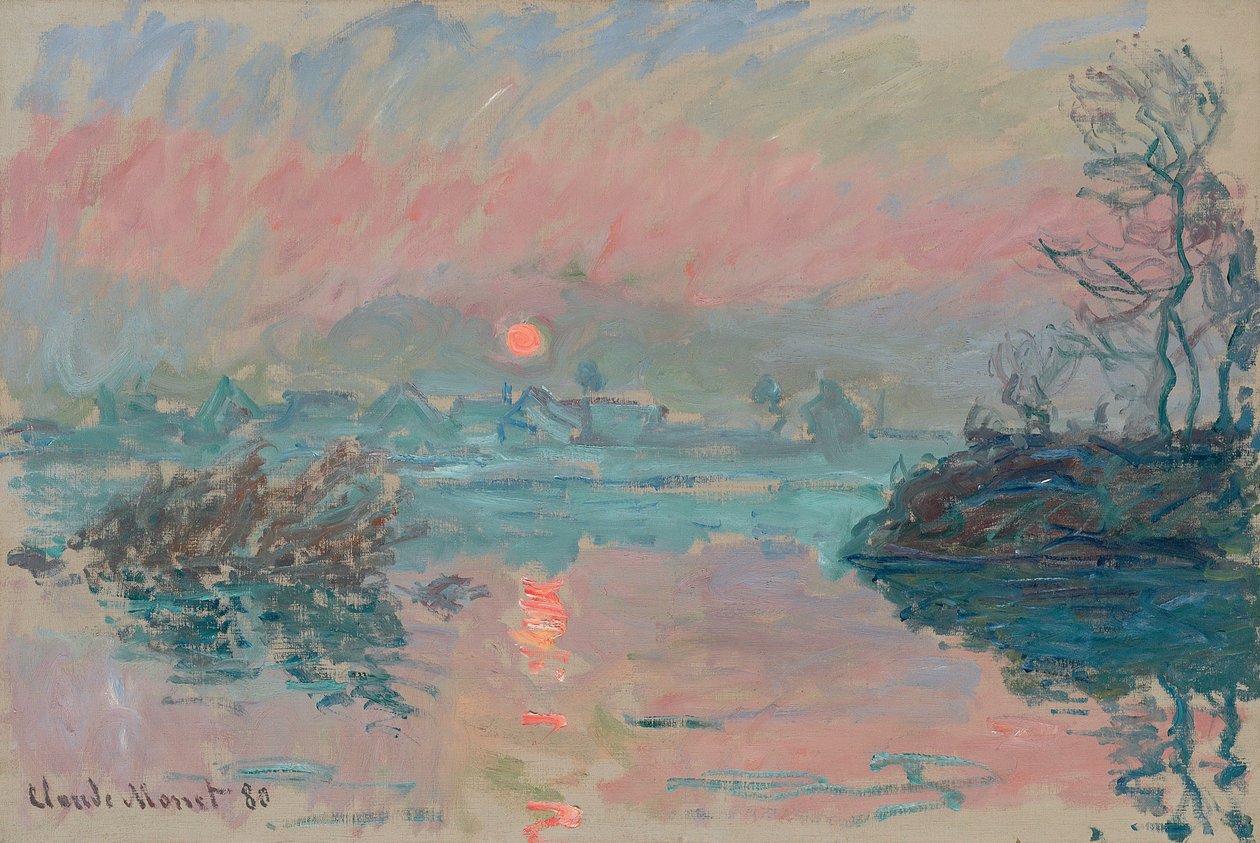 Zonsondergang bij Lavacourt door Claude Monet